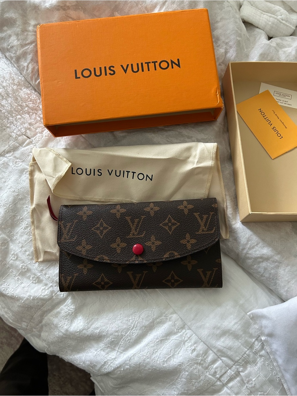 Source Unknown Brown Monogram Canvas Wallet with Red Snap